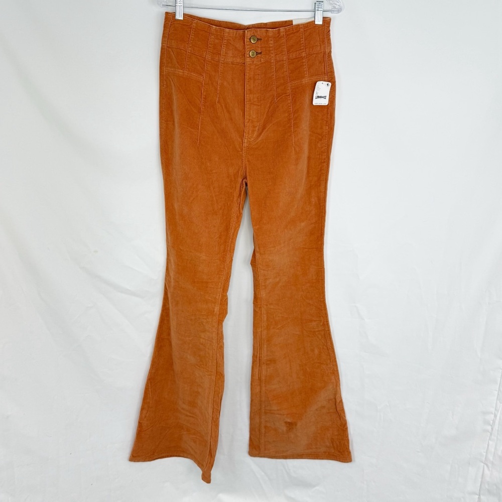 NWT Free People Women's Jayde Cord Flare Pants in Cognac Size 31 - Picture 10 of 16
